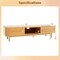 Costway 63" Bamboo TV Stand with 3 Storage Cubes Sliding Doors Mid Century Storage Cabinet